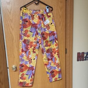 Talbots Vibrant Floral Print  Pants womens 10x28